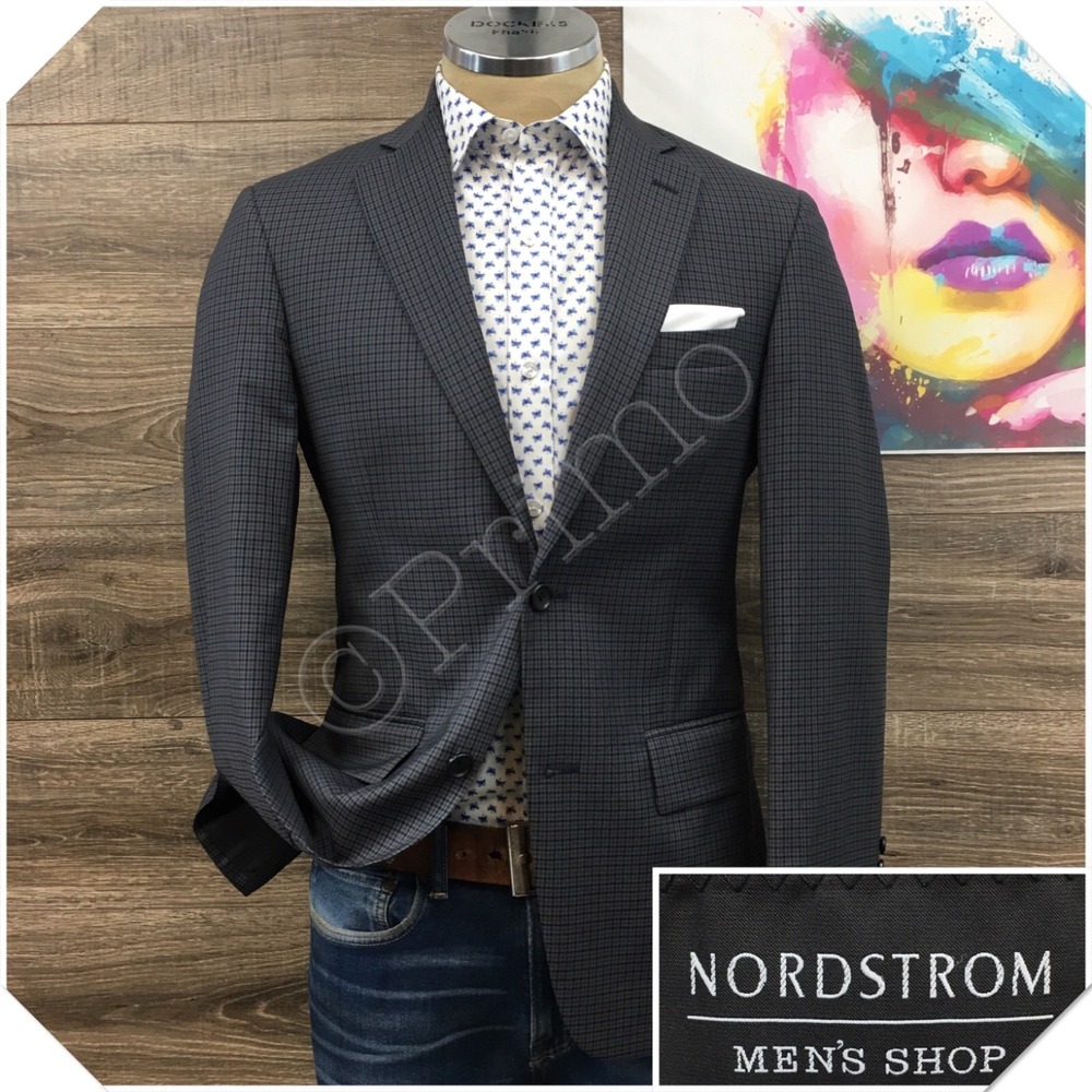 NORDSTROM Mens Wool Blazer Sport Coat Casual Jacket Size 38R Classic Suit